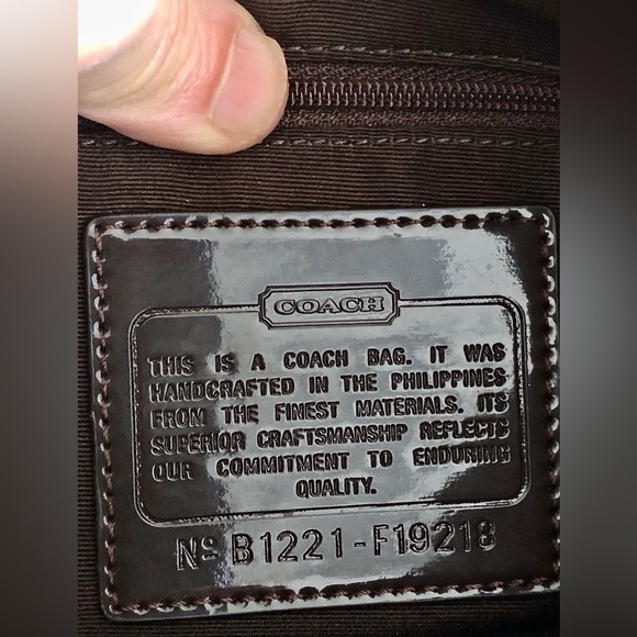 COACH Signature “C” Striped Demi Khaki/ Mahogany Shoulder bag. - Picture 5 of 10